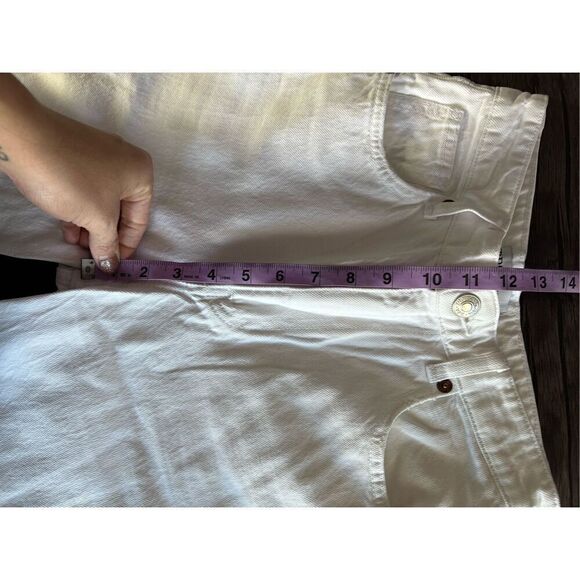 Zara High Rise Straight Leg Zip Fly Raw Cut Off Hem Cotton Mom Jeans White Sz 2 - Picture 9 of 11